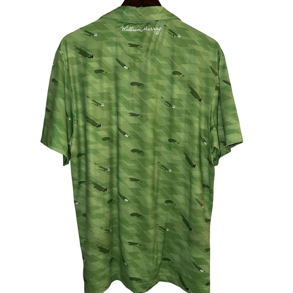 William Murray Golf Polo Shirt Mens Large Green Shadow Golf Course Print - Picture 3 of 5